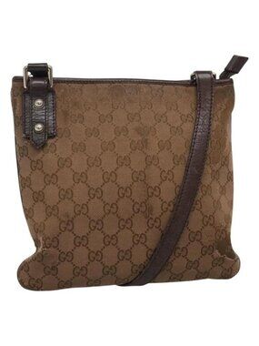 Authentic GUCCI GG Canvas Shoulder Bag Brown 257246